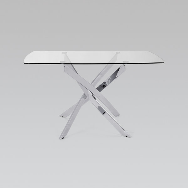 Ivy Bronx Curtsinger Glass Top Metal Base Dining Table & Reviews